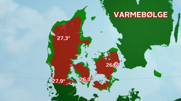 Danmark er nu ramt af landsdækkende varmebølge